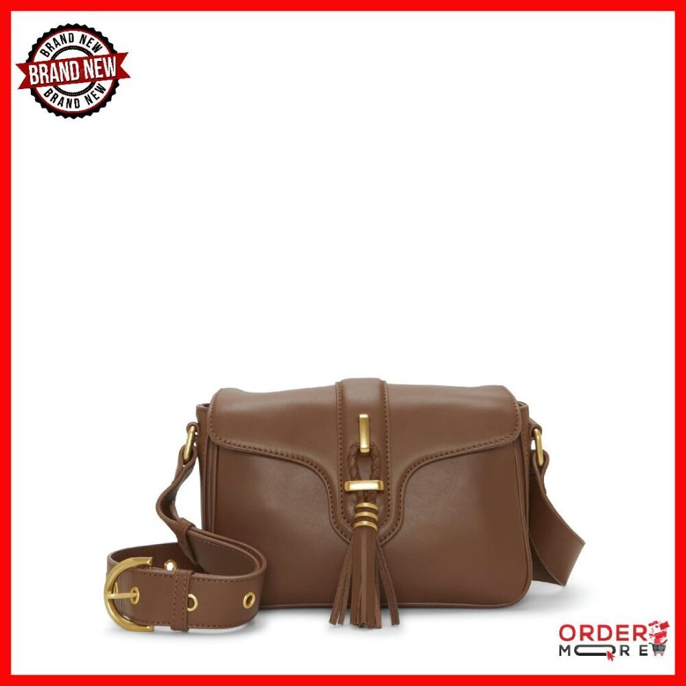 Smooth Leather Crossbody Bag with Gold Hardware, Magnetic Closure